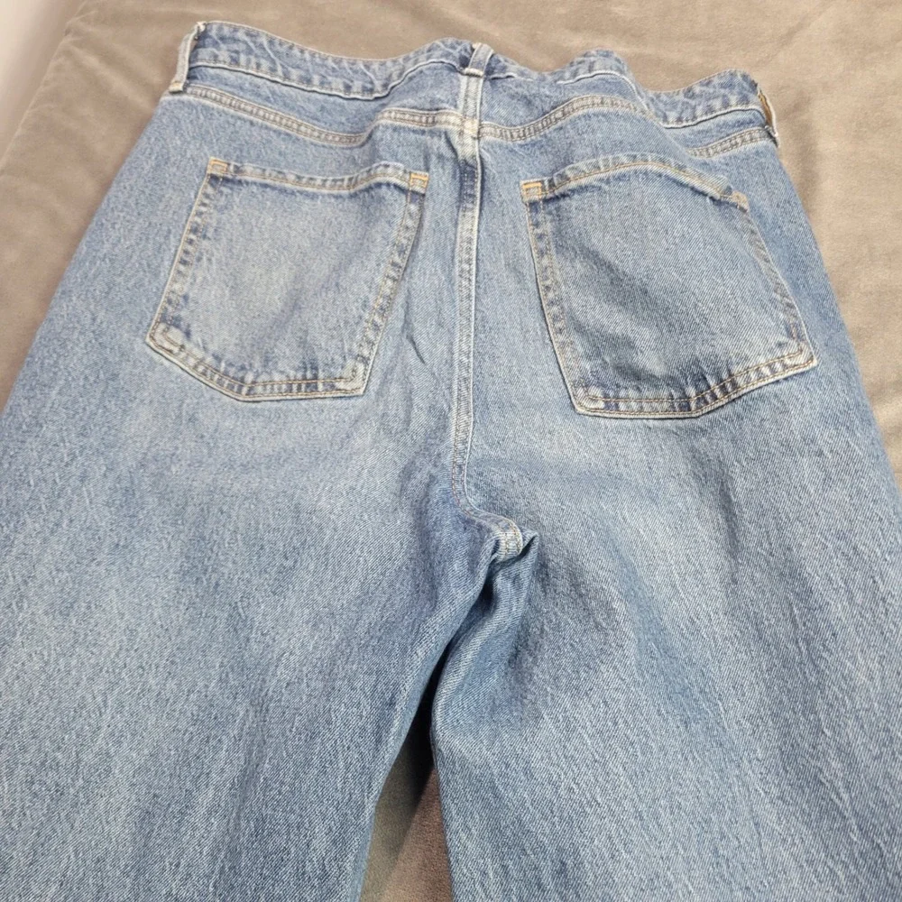 Old Navy Sky-Hi Wide Leg Jeans Womens 10 Extra High‎ Rise Distressed Blue Kiera